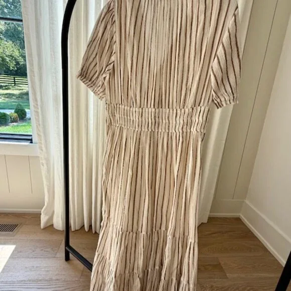 Ulla Johnson Metallic Stripe Cotton Dress - Picture 2 of 5